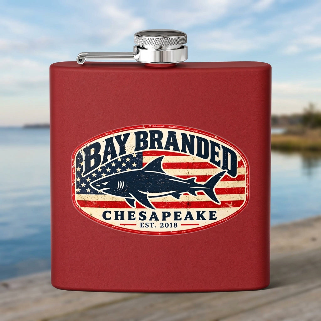 American Flag Megalodon Flask - 6oz Stainless Steel Hip Flask