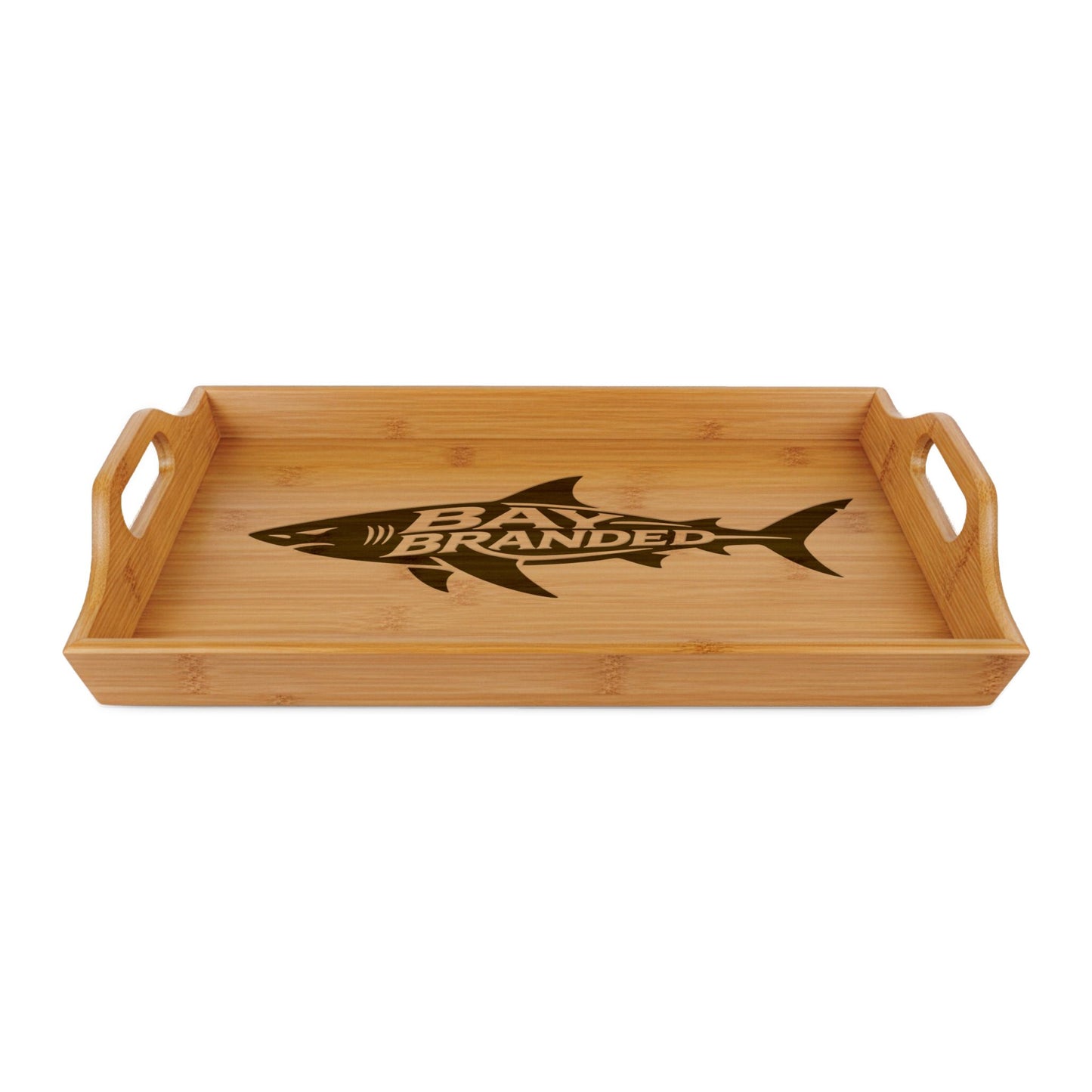 Bay Branded Megalodon Shark Engraved Bamboo Serving Tray