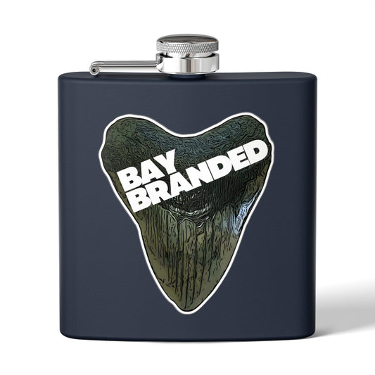 Bay Branded Megalodon Logo Flask - 6oz Stainless Steel Flask