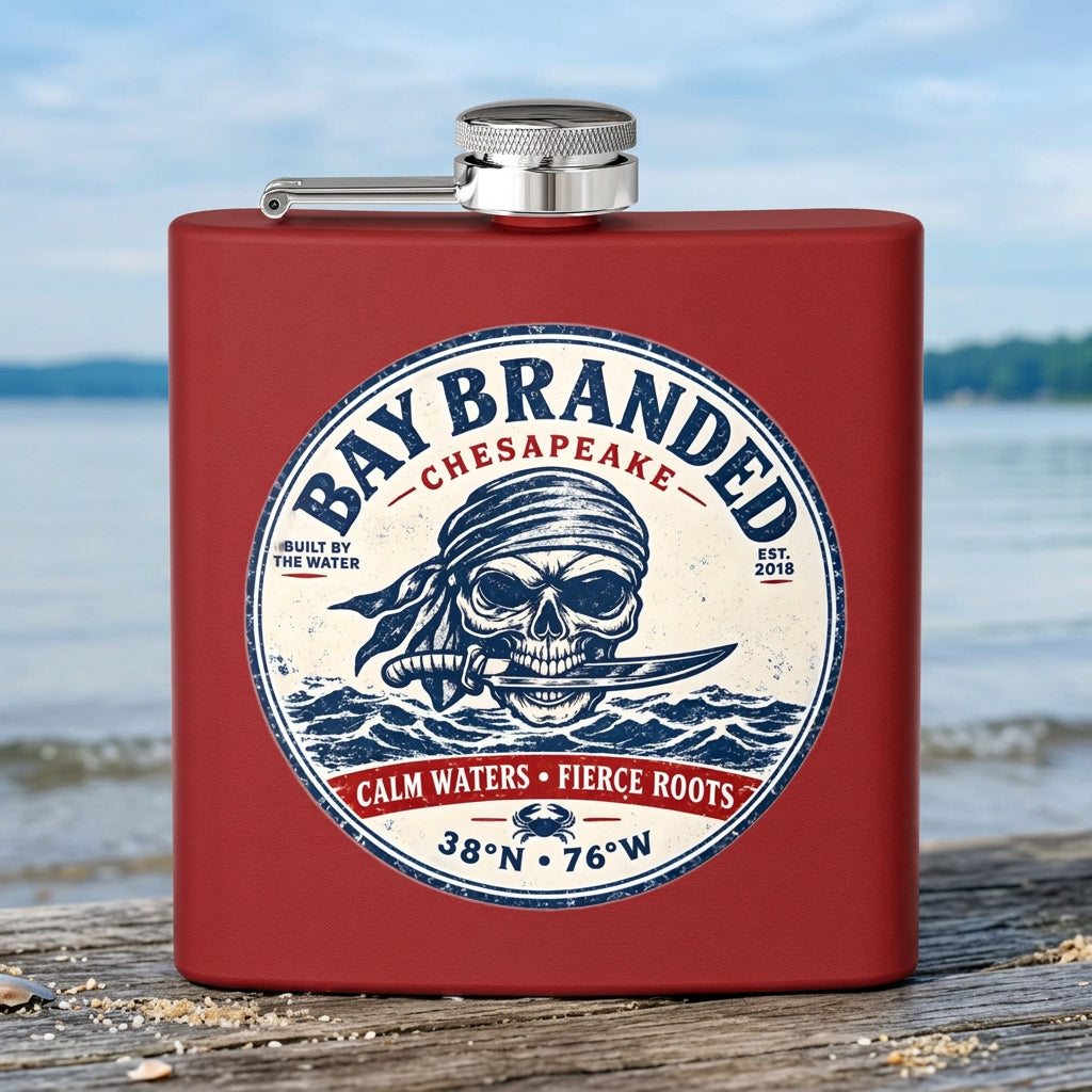 Calm Waters Fierce Roots Flask - 6oz Stainless Steel Hip Flask