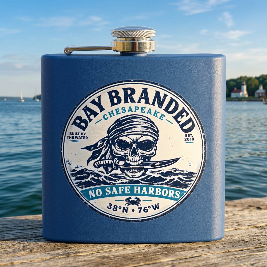 No Safe Harbors Flask - 6oz Stainless Steel Hip Flask