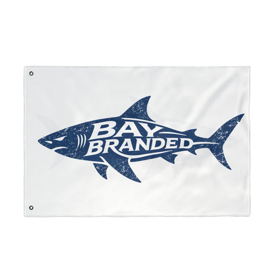 Distressed Megalodon Shark Logo Flag