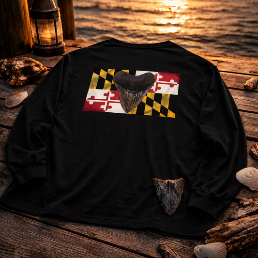 Maryland Flag Megalodon Long Shirt