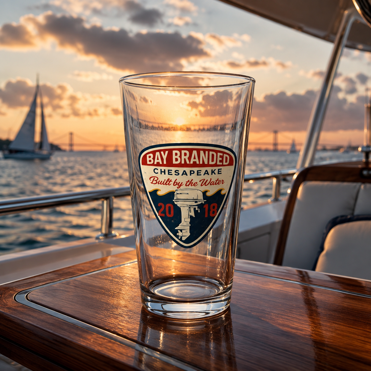Bay Branded Outboard Glass - 16oz