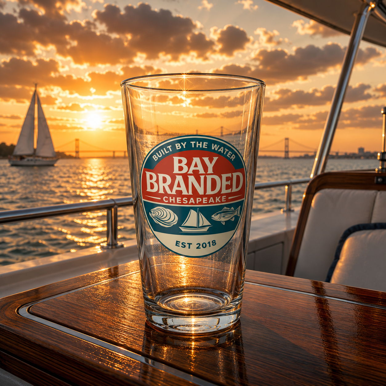 Bay Branded Water Built Glass - 16oz