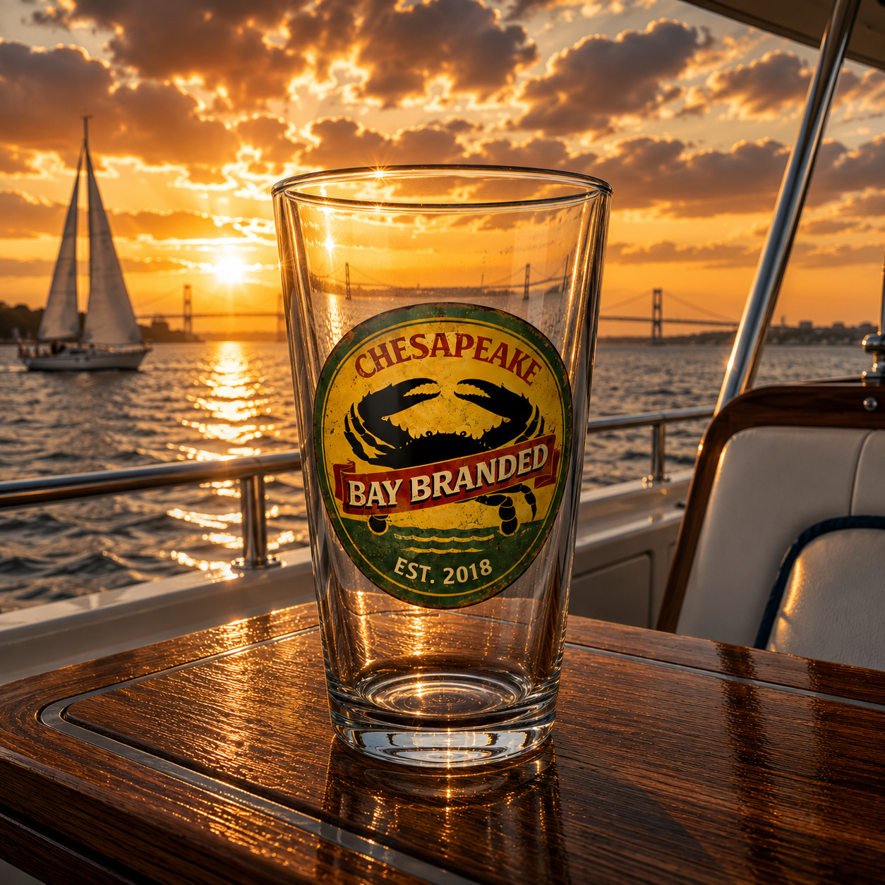 Bay Branded Crab Glass - 16oz