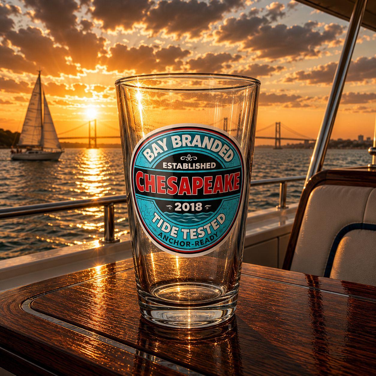 Bay Branded Tide Tested Glass - 16oz