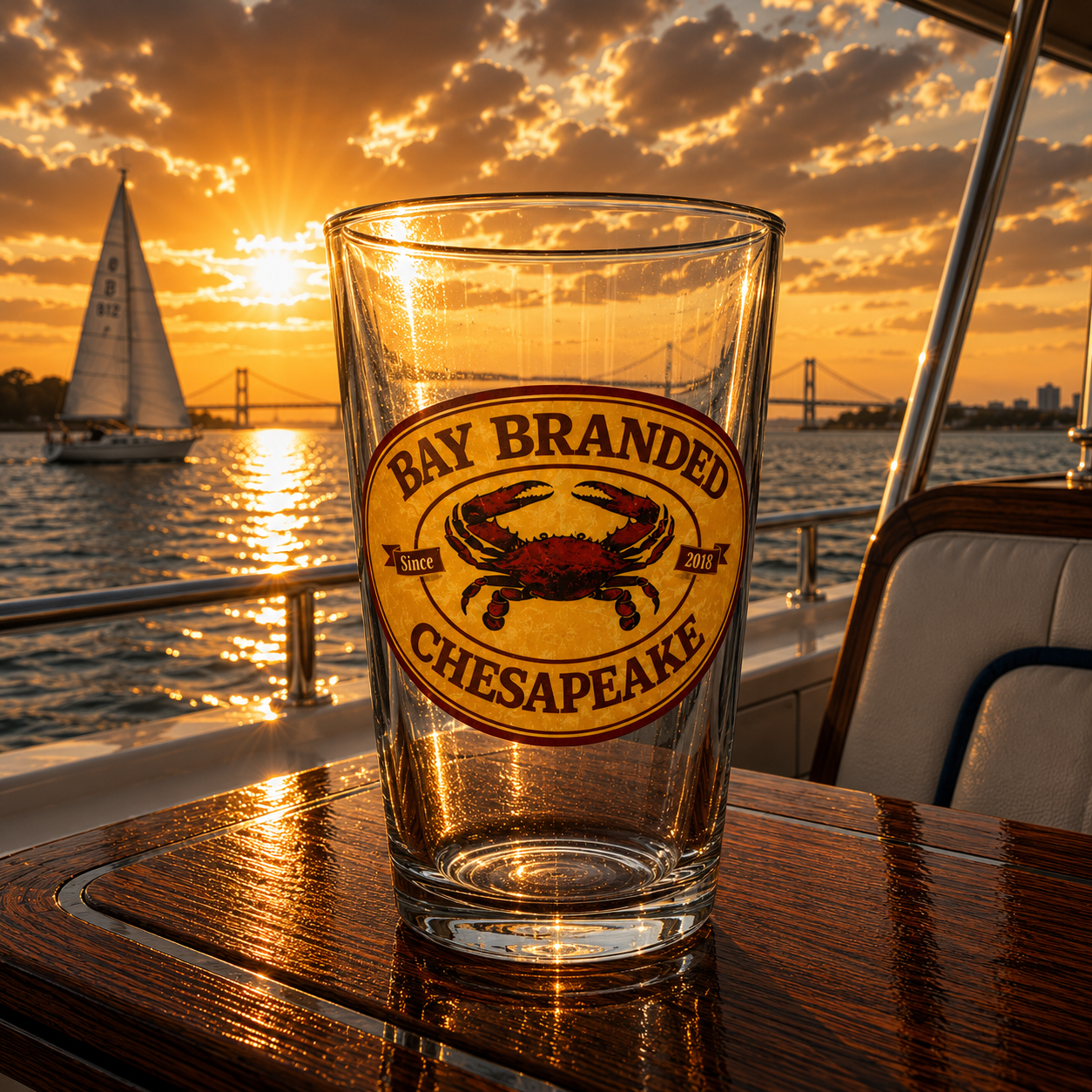 Bay Branded Old Red Crab Glass - 16oz