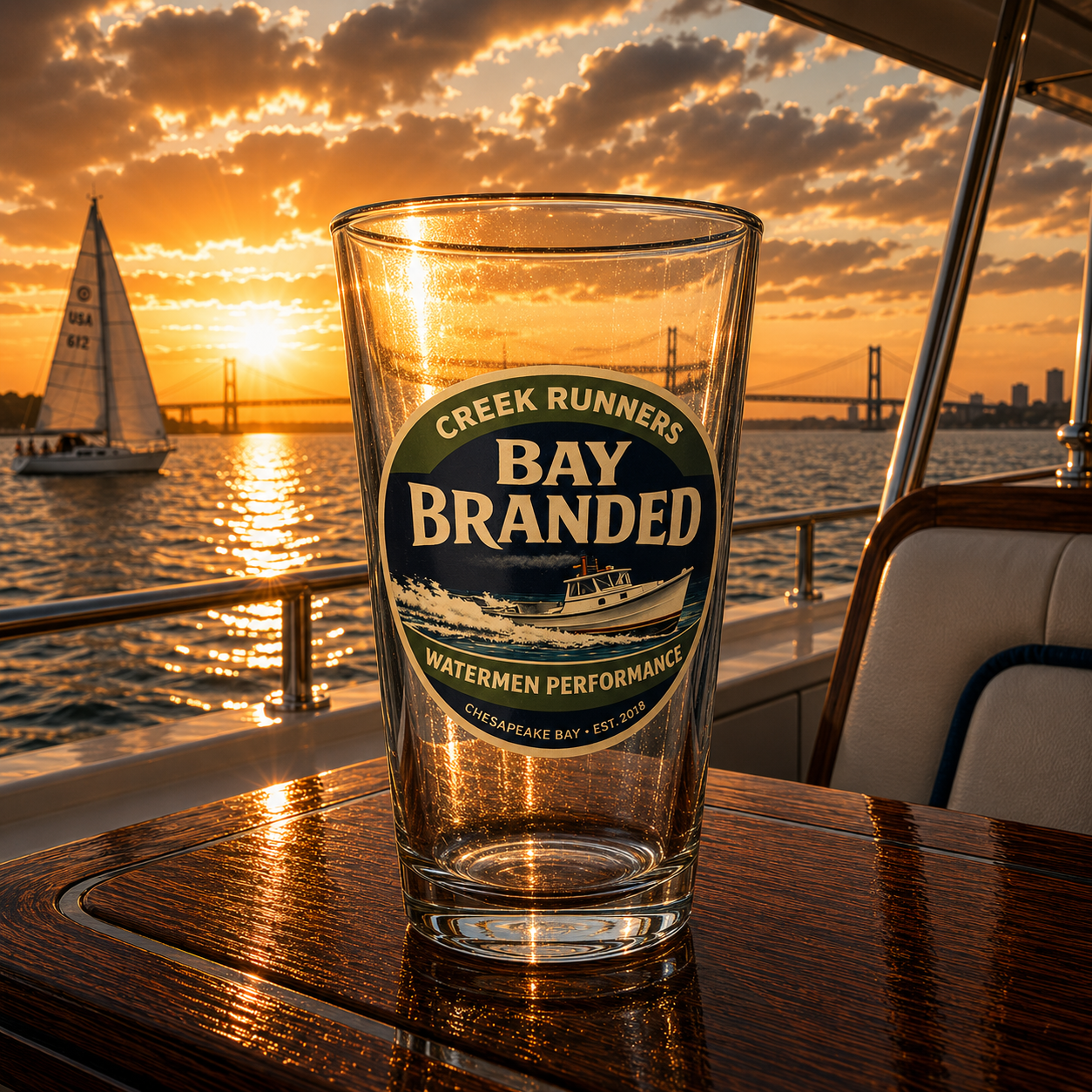 Bay Branded Creek Runners Glass - 16oz