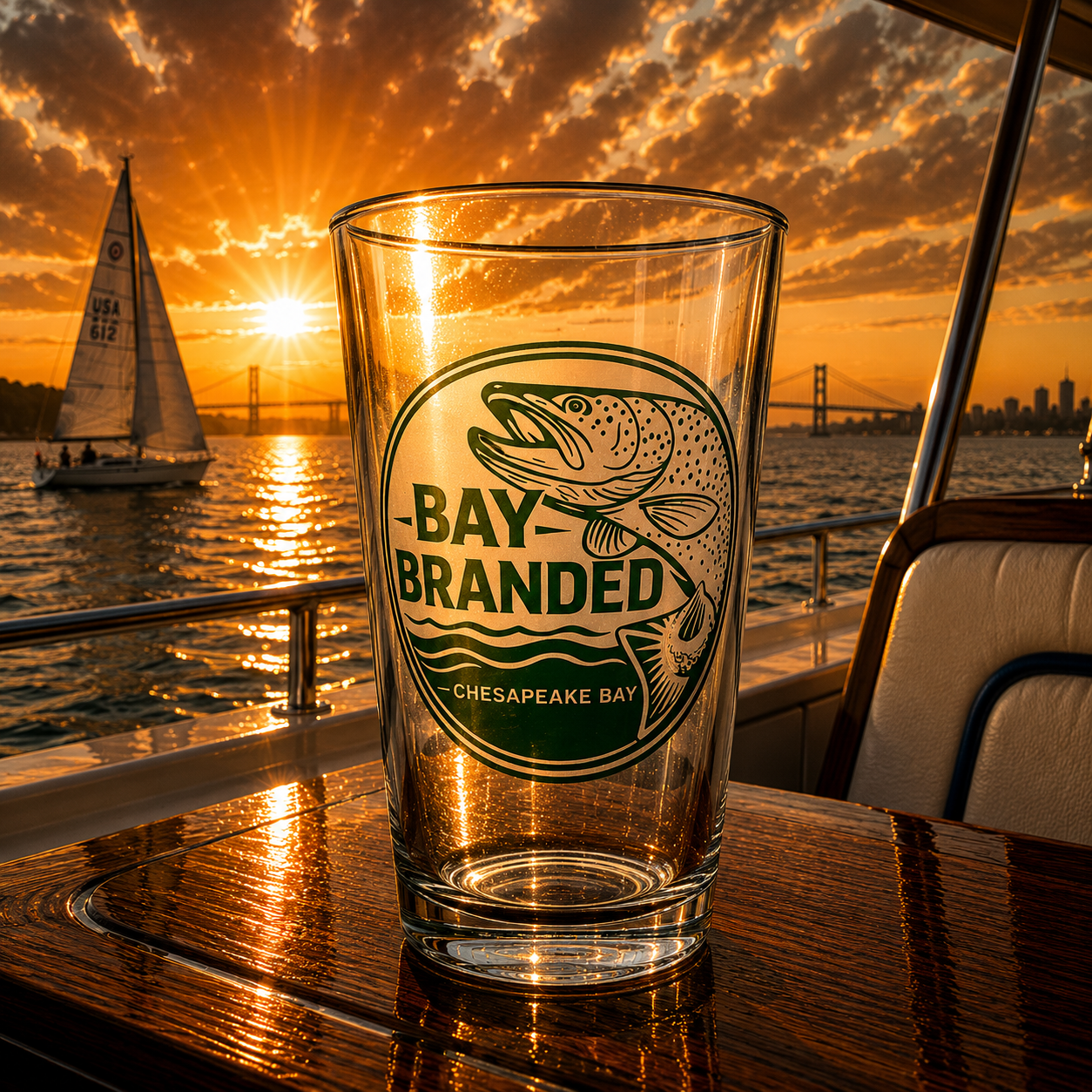 Bay Branded Sea Trout Glass - 16oz