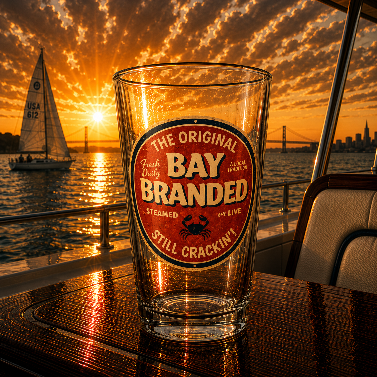Bay Branded Still Crackin Glass - 16oz