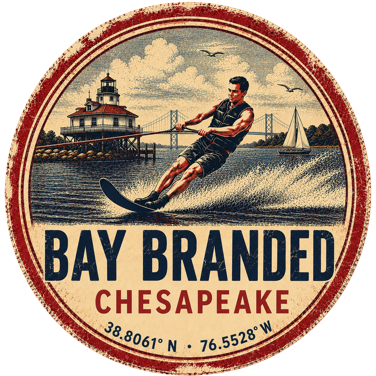 Bay Branded Water Skier Sticker