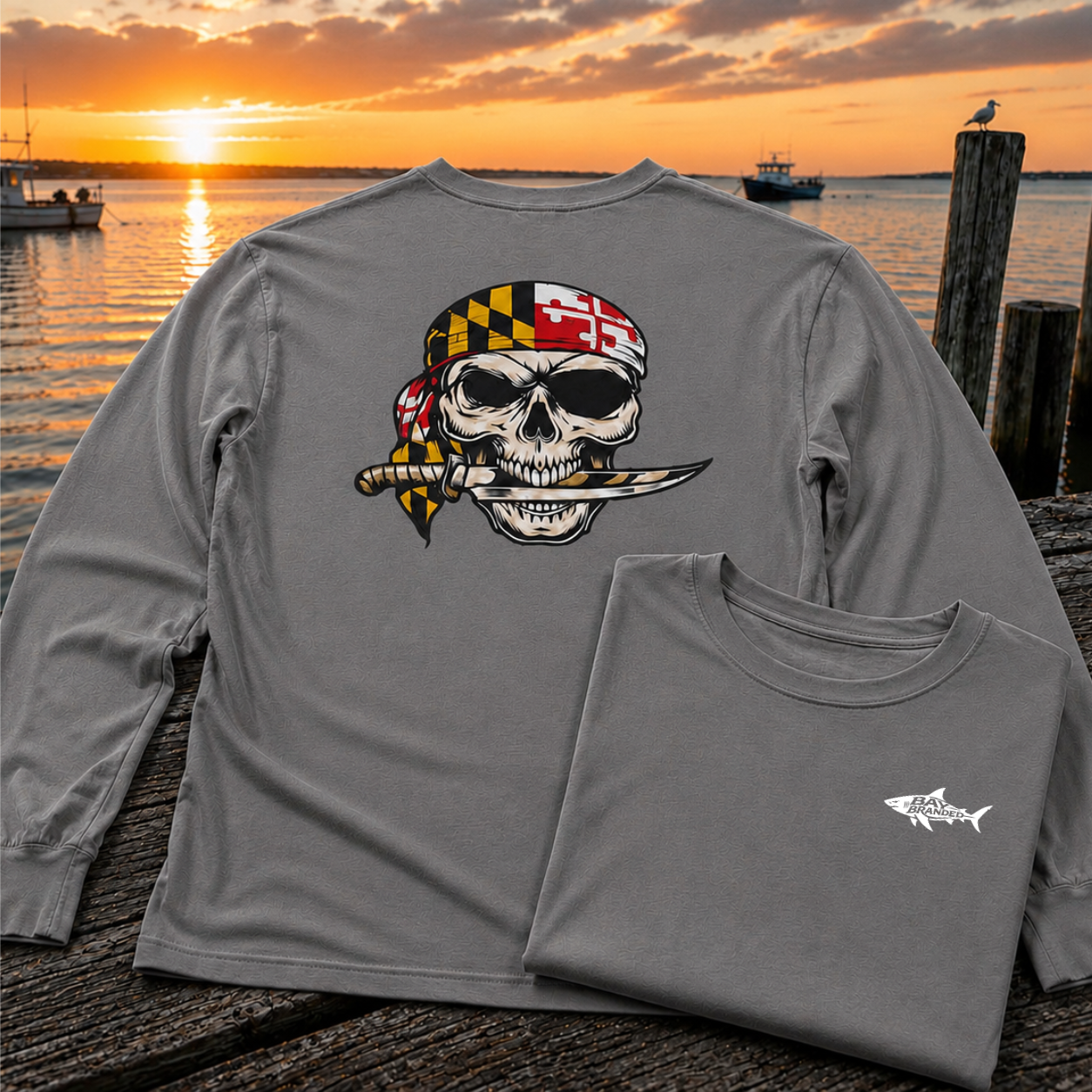 Maryland Flag Pirate Bandanna Long T-Shirt
