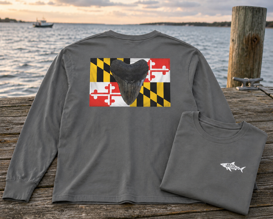 Maryland Flag Megalodon Long T-Shirt