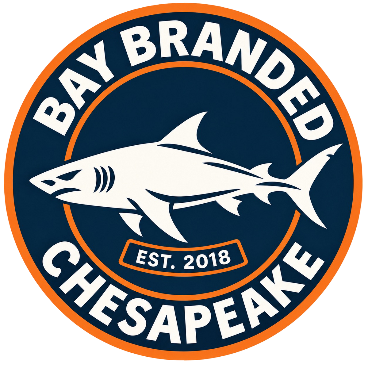 Megalodon Navy Orange Badge Sticker