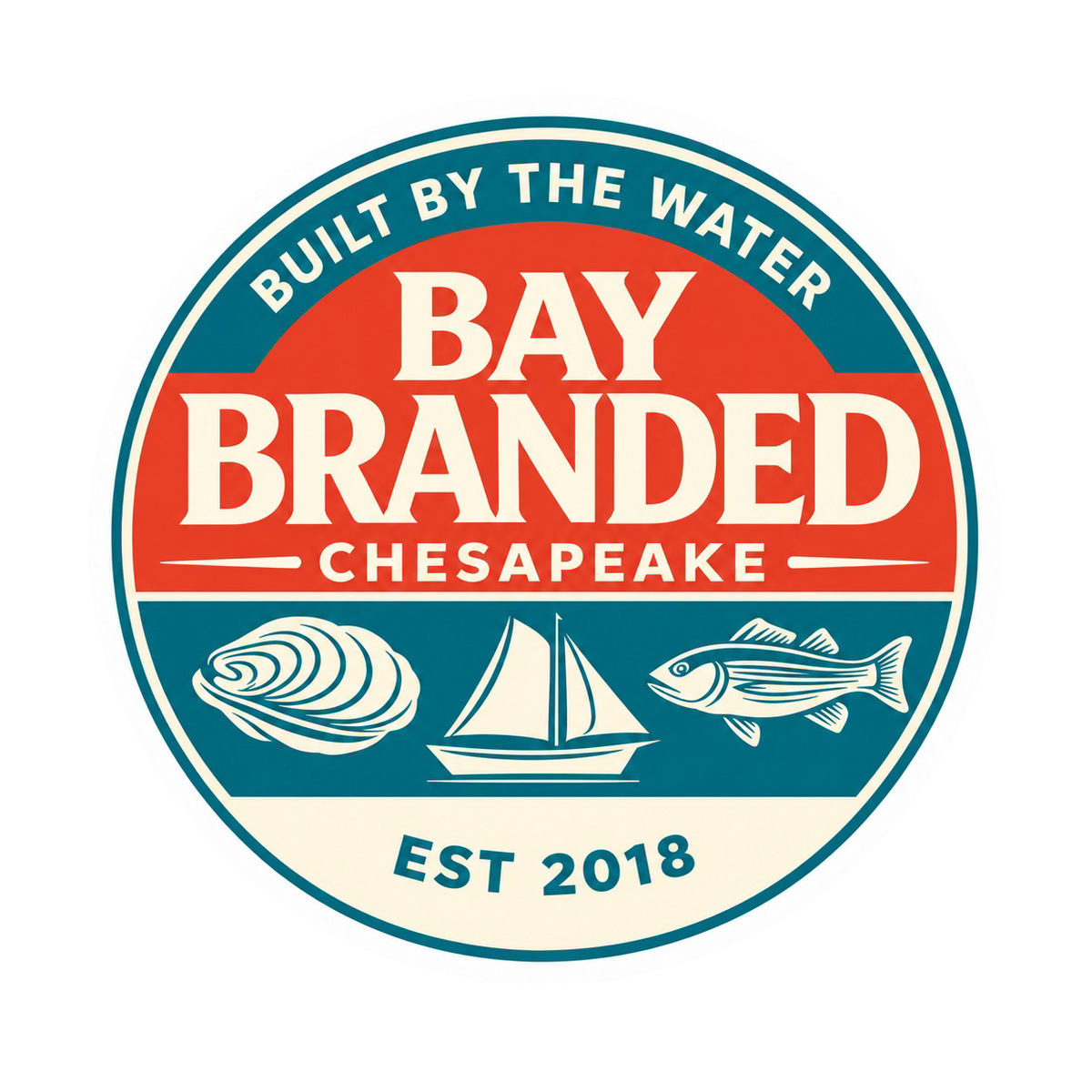 Bay Branded Built by the Water Sticker