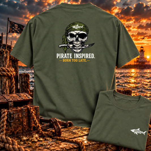Born Too Late Olive Bandanna Pirate T-Shirt