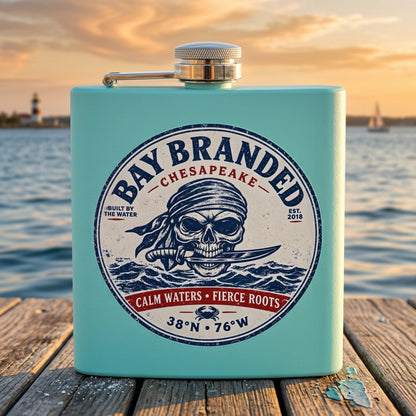 Calm Waters Fierce Roots Flask - 6oz Stainless Steel Hip Flask