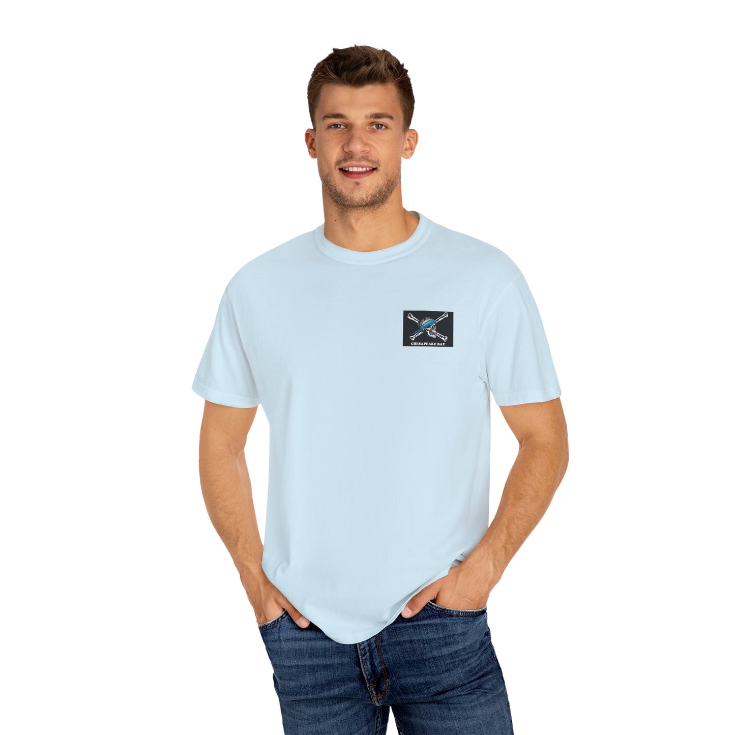 Chesapeake Bay Branded T-Shirt — Nautical Pirate Skull Design