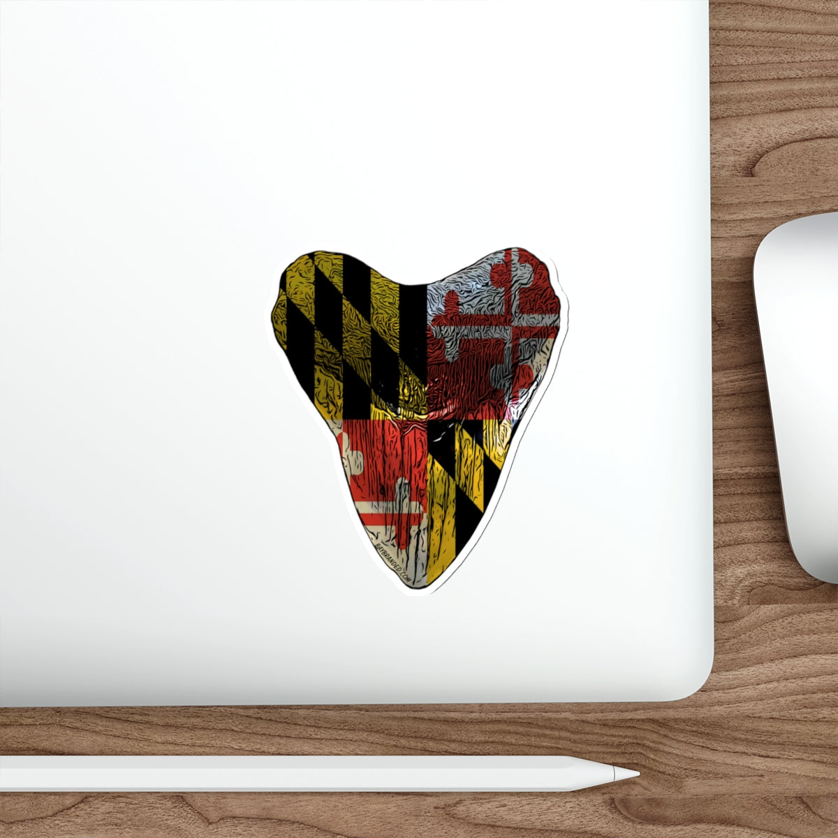Bay Branded Megalodon Tooth Sticker - Maryland Flag