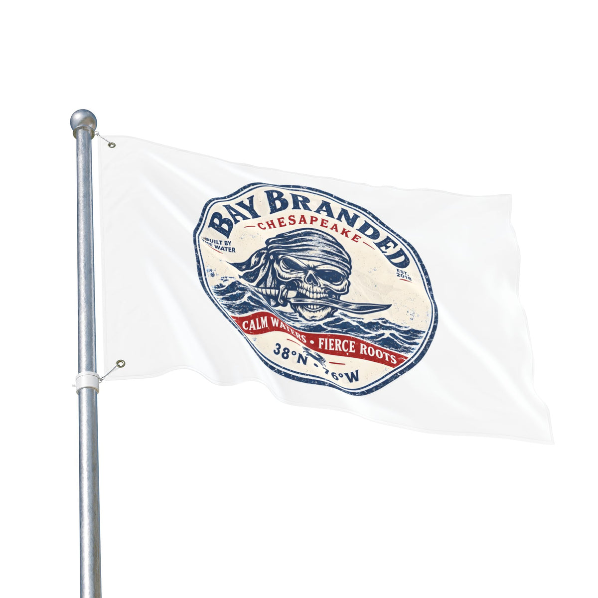 Calm Waters Fierce roots Pirate Flag