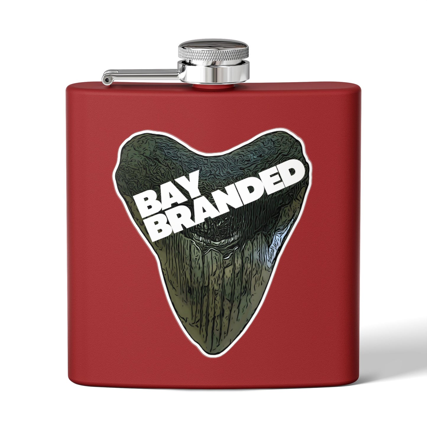 Bay Branded Megalodon Logo Flask - 6oz Stainless Steel Flask