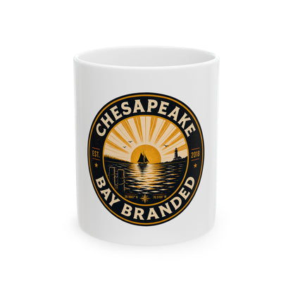 Chesapeake Bay Branded Ceramic Mug — Nautical Sunrise Coffee Cup
