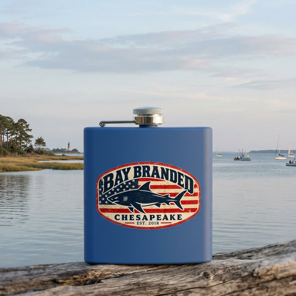 American Flag Megalodon Flask - 6oz Stainless Steel Hip Flask