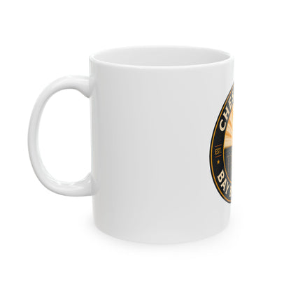 Chesapeake Bay Branded Ceramic Mug — Nautical Sunrise Coffee Cup