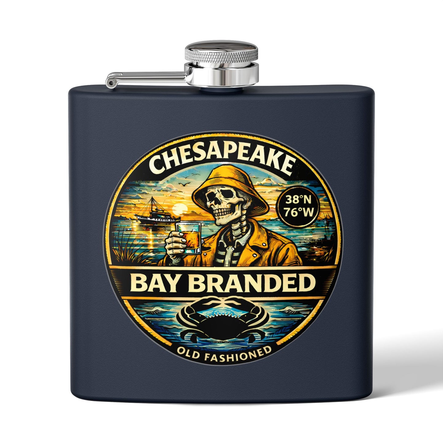 Bay Branded Old Fashioned Flask - 6oz Stainless Steel