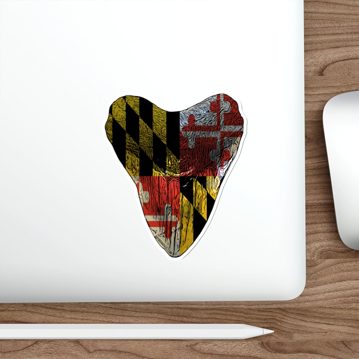 Bay Branded Megalodon Tooth Sticker - Maryland Flag