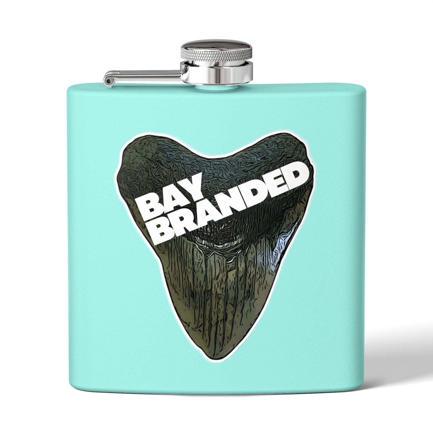 Bay Branded Megalodon Logo Flask - 6oz Stainless Steel Flask