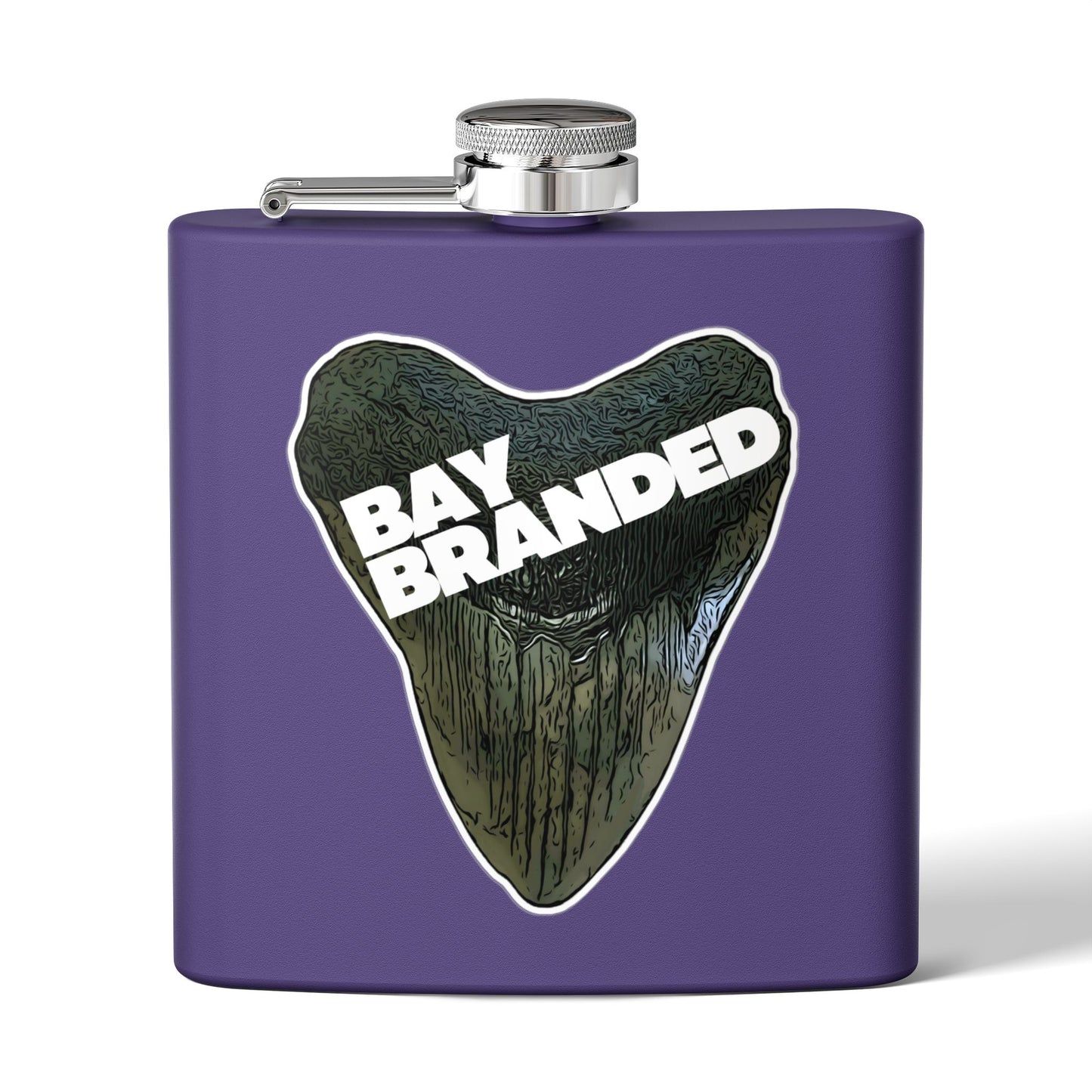 Bay Branded Megalodon Logo Flask - 6oz Stainless Steel Flask