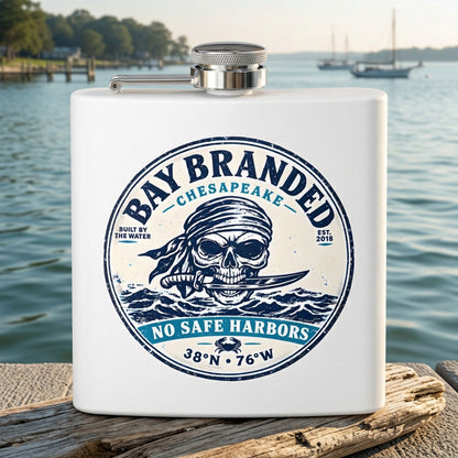 No Safe Harbors Flask - 6oz Stainless Steel Hip Flask