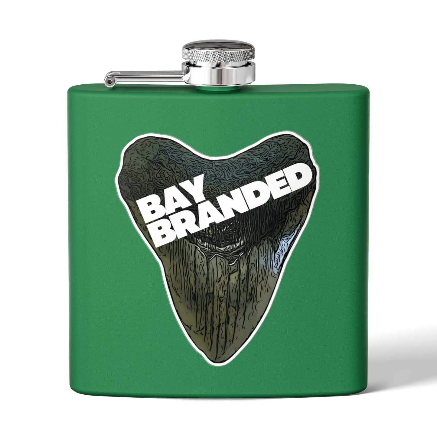 Bay Branded Megalodon Logo Flask - 6oz Stainless Steel Flask