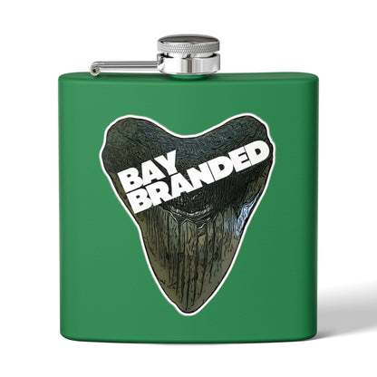 Bay Branded Megalodon Logo Flask - 6oz Stainless Steel Flask