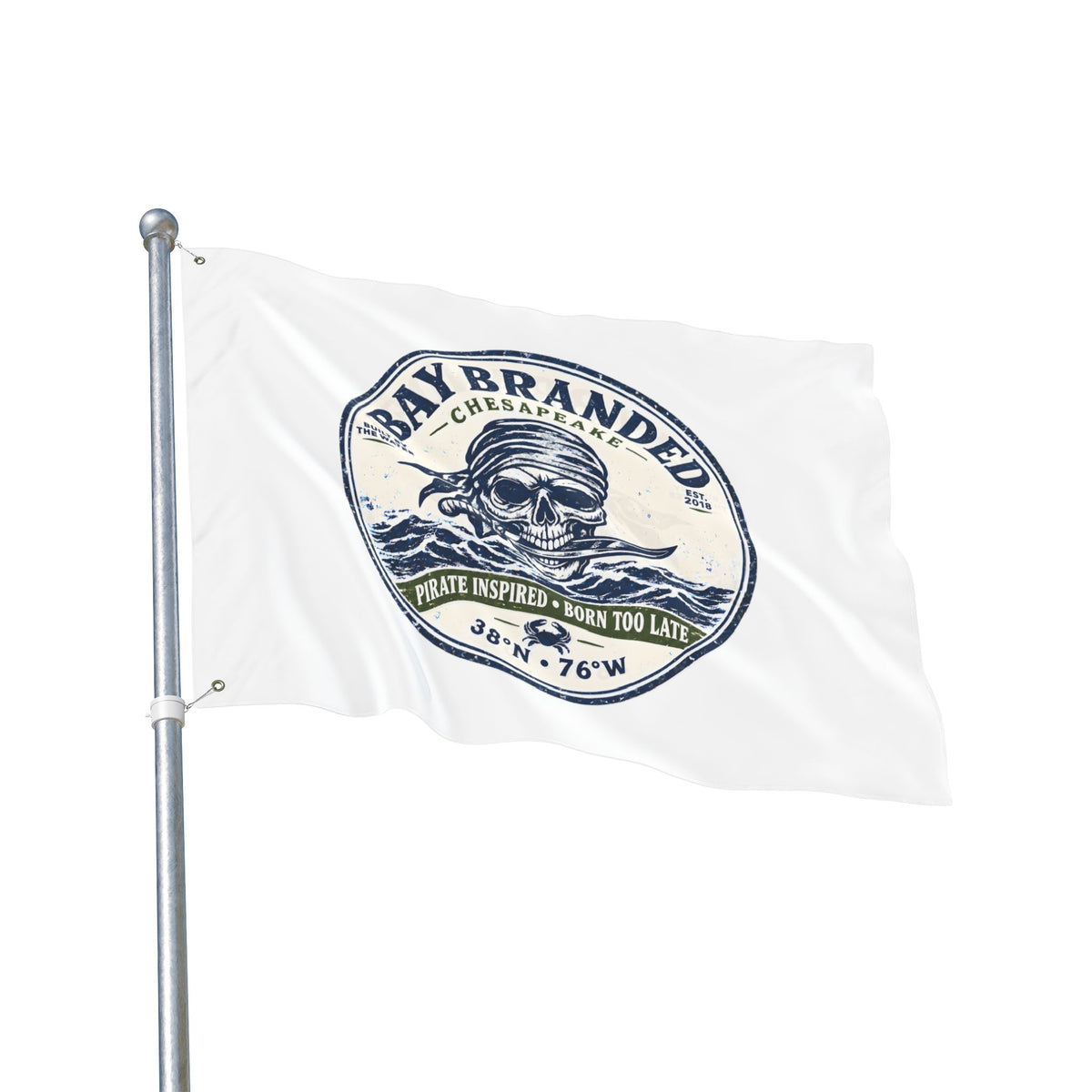 Pirate Inspired Born Too Late Flag