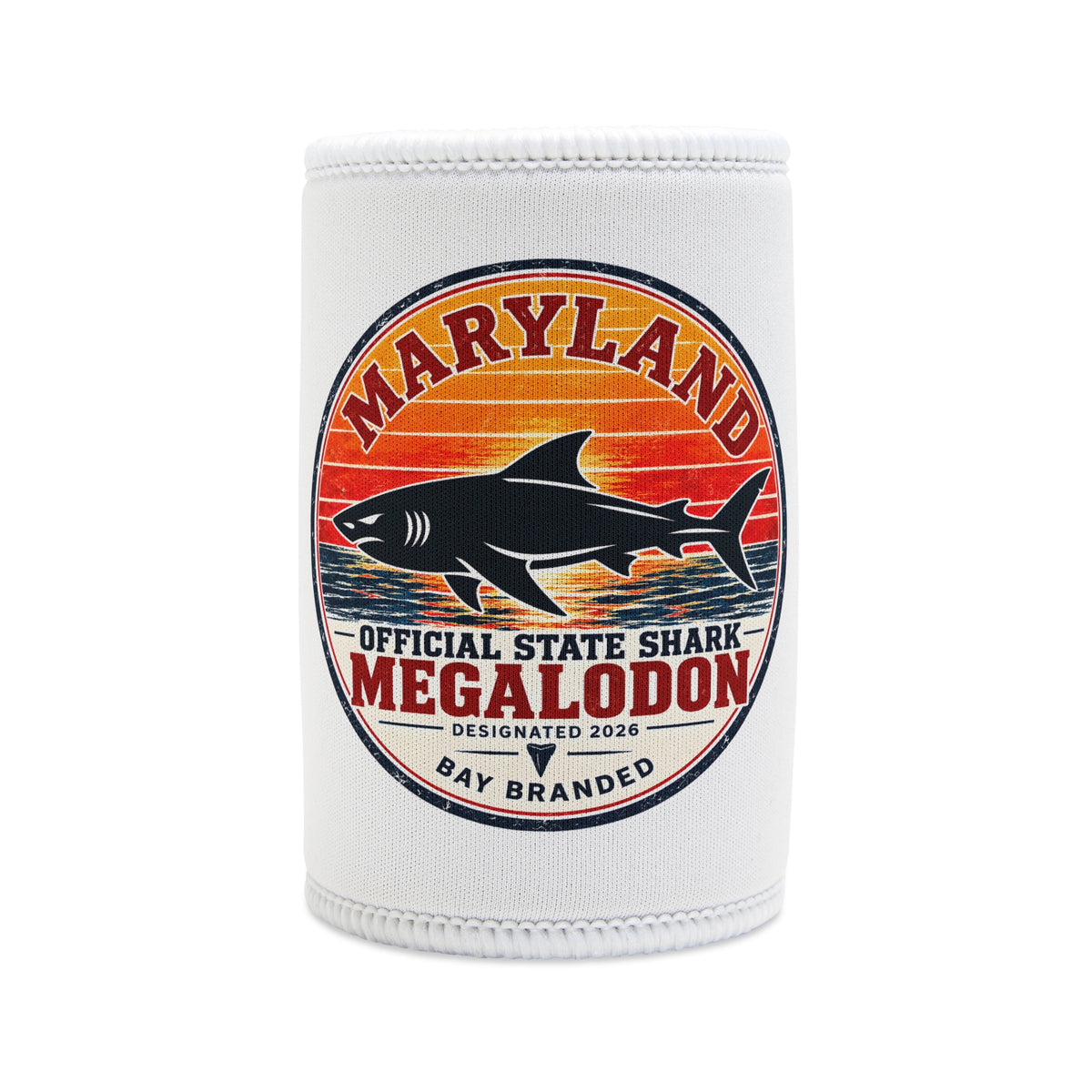 Maryland Megalodon State Shark Can Koozie