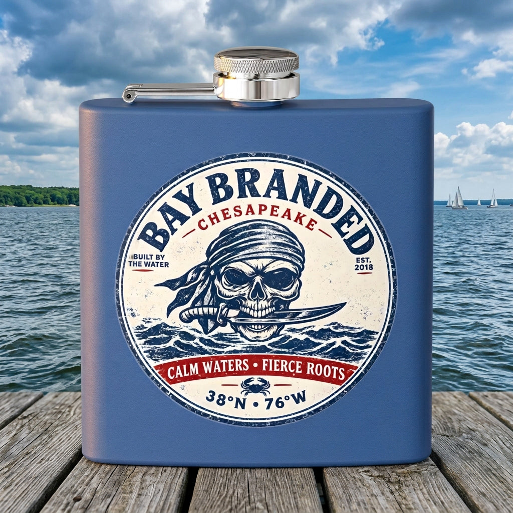 Calm Waters Fierce Roots Flask - 6oz Stainless Steel Hip Flask