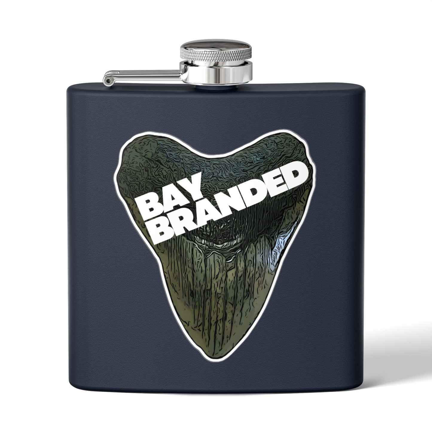 Bay Branded Megalodon Logo Flask - 6oz Stainless Steel Flask