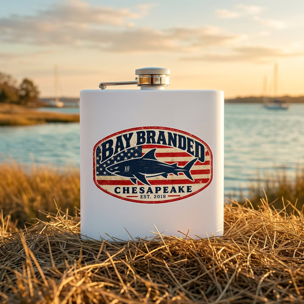 American Flag Megalodon Flask - 6oz Stainless Steel Hip Flask