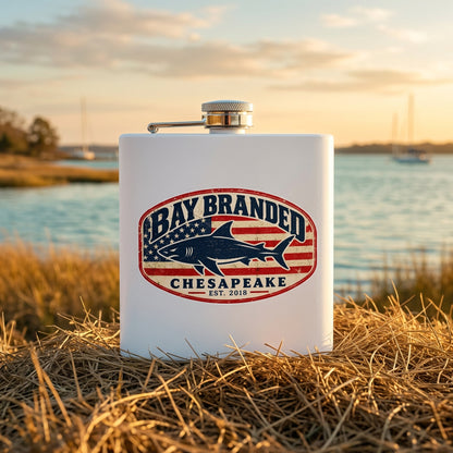 American Flag Megalodon Flask - 6oz Stainless Steel Hip Flask