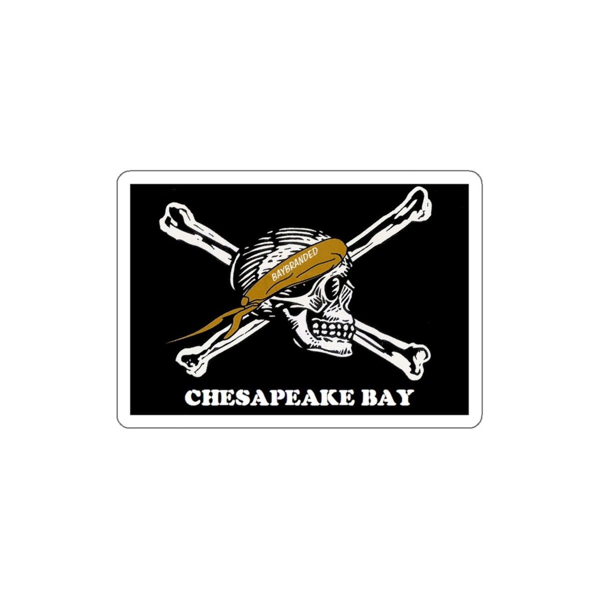 Bay Branded Pirate Skull Sticker - Tan Bandanna