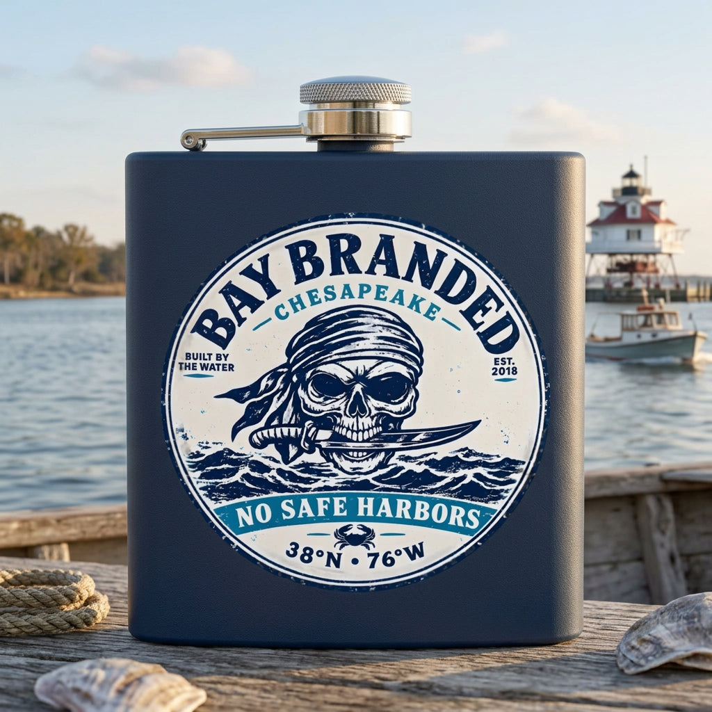 No Safe Harbors Flask - 6oz Stainless Steel Hip Flask