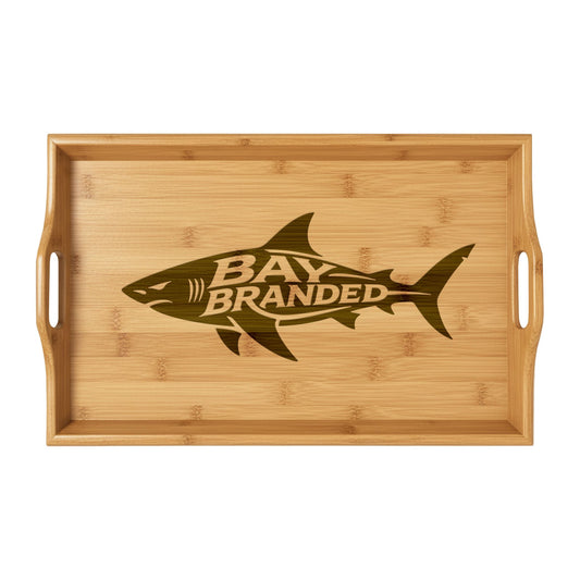 Bay Branded  Megalodon Shark Engraved Bamboo Serving Tray