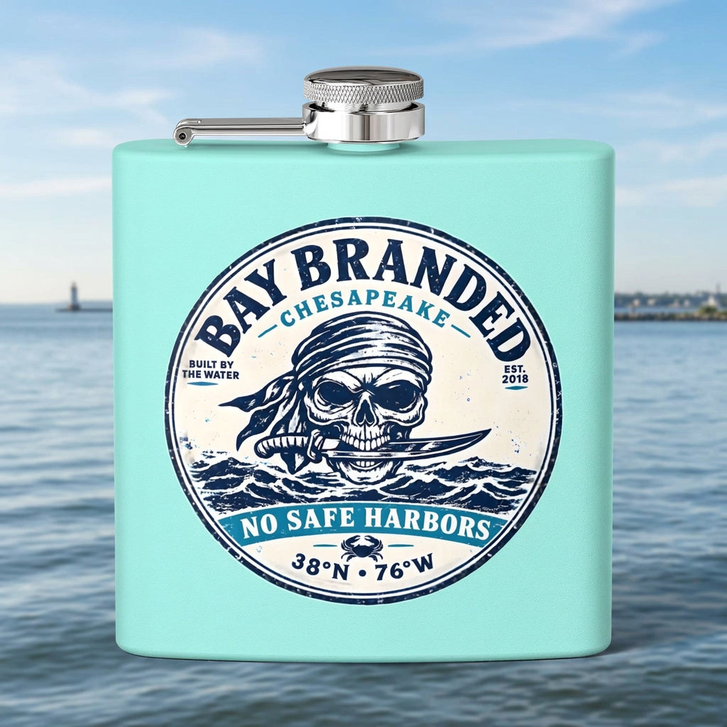 No Safe Harbors Flask - 6oz Stainless Steel Hip Flask