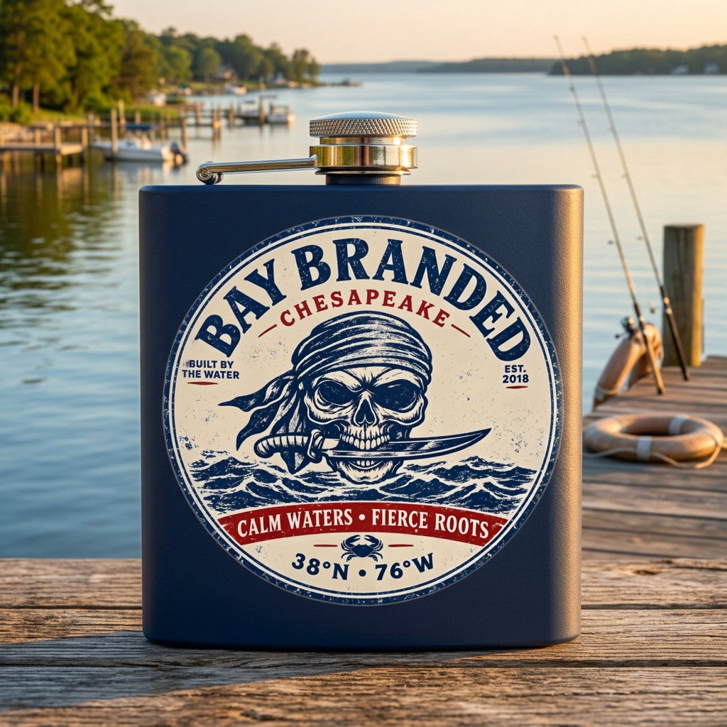 Calm Waters Fierce Roots Flask - 6oz Stainless Steel Hip Flask