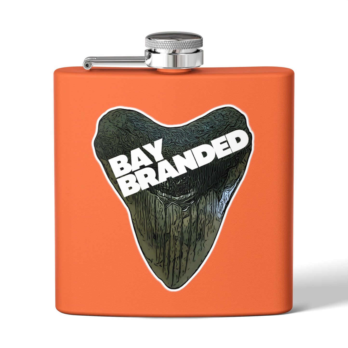 Bay Branded Megalodon Logo Flask - 6oz Stainless Steel Flask