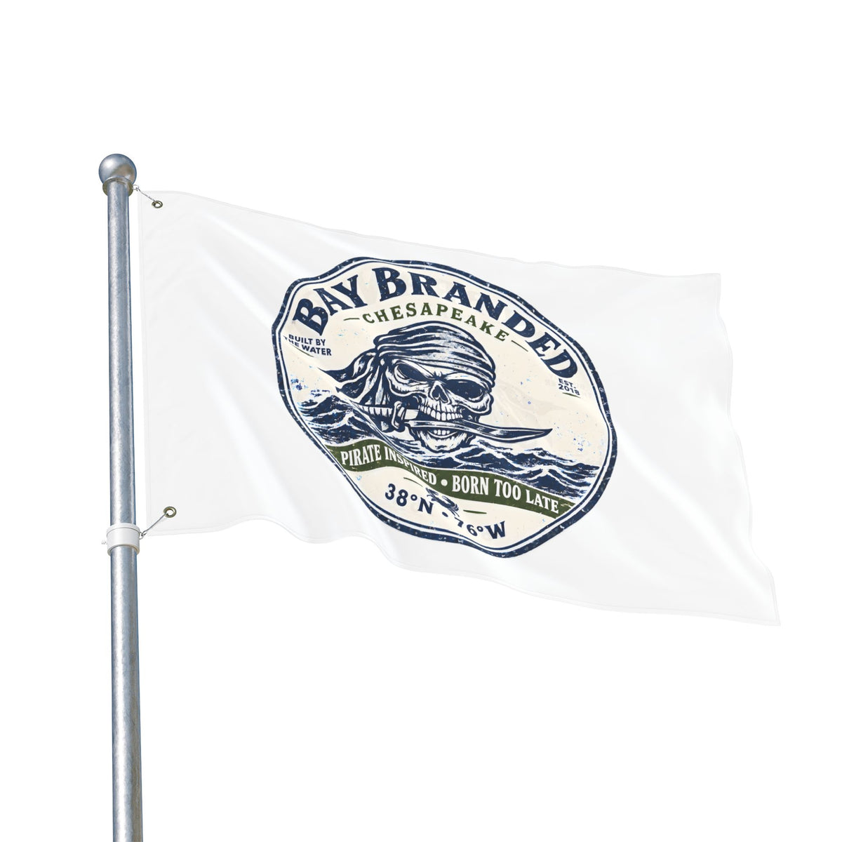 Pirate Inspired Born Too Late Flag
