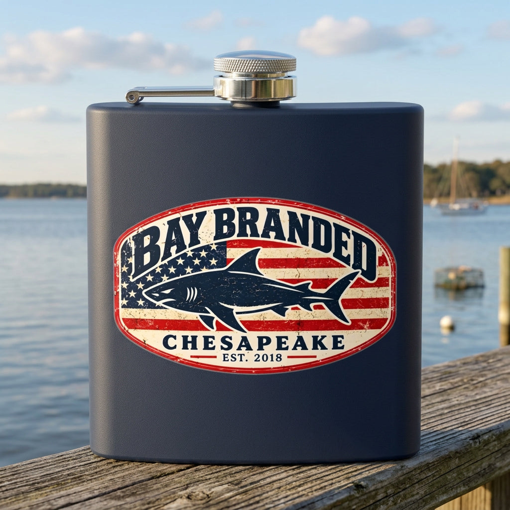 American Flag Megalodon Flask - 6oz Stainless Steel Hip Flask